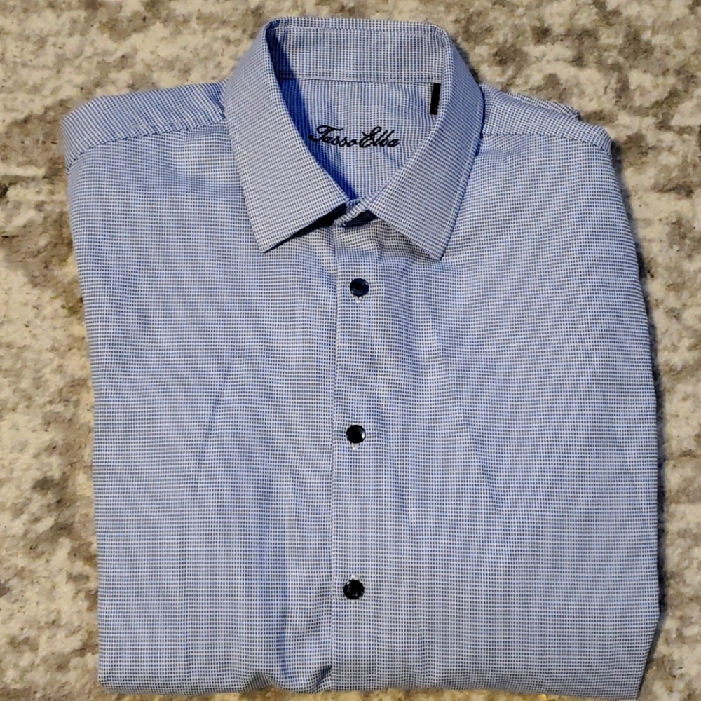 Tasso Elba Long Sleeve Medium Button down shirt Blue